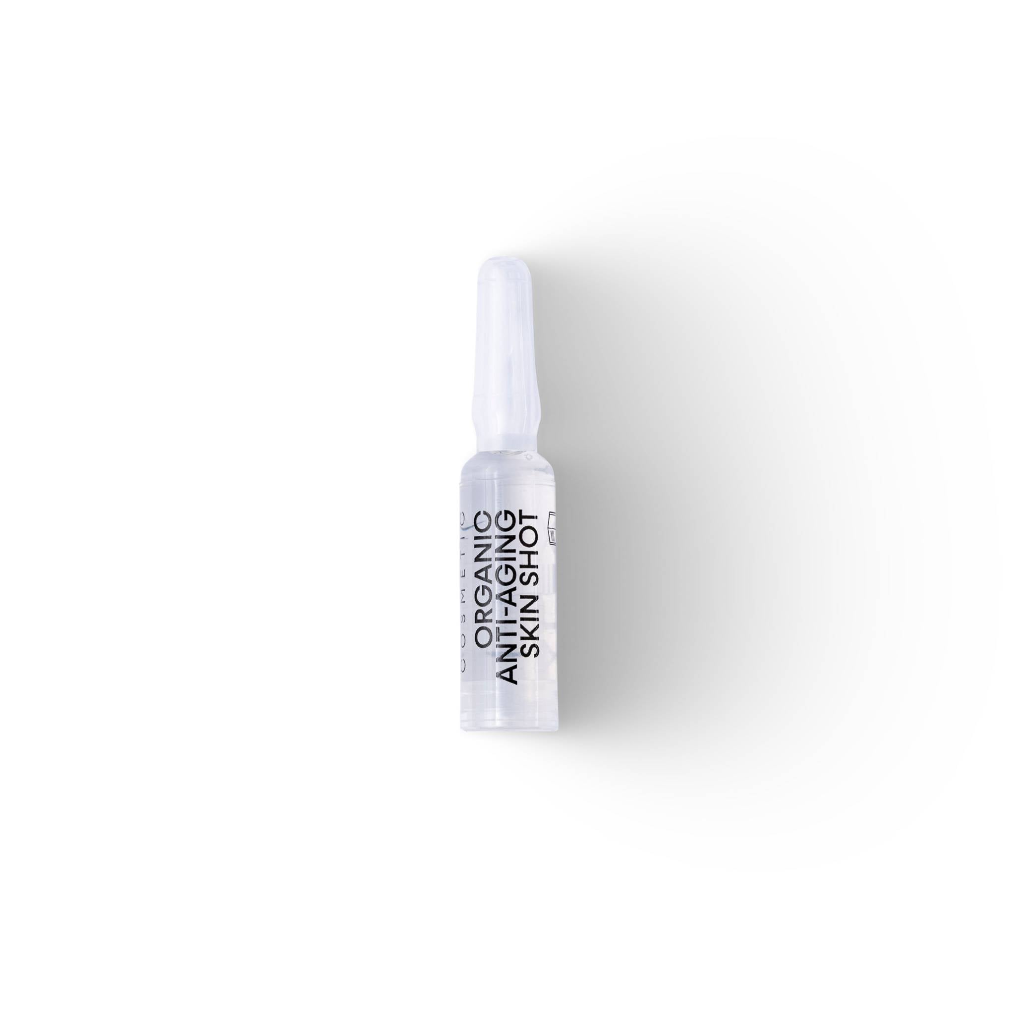 ORGANIC ANTI-AGING SKIN SHOT Actieve ampul met een 100% natuurlijke anti-aging formule die het huidverouderingsproces tegengaat