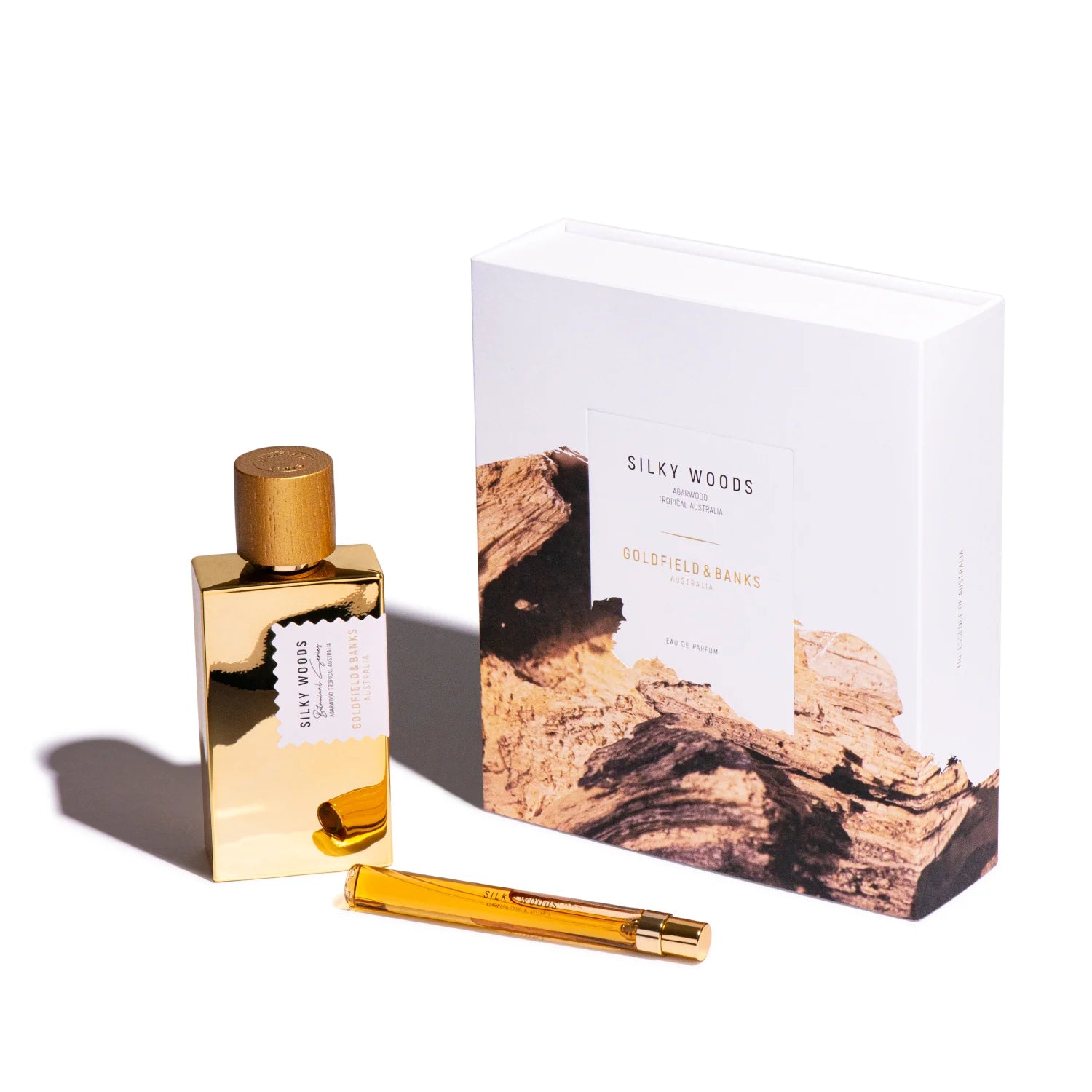 SILKY WOODS SET – LIMITED EDITION Iconisch cadeau – 100ml parfum & 10ml travelspray in luxe set