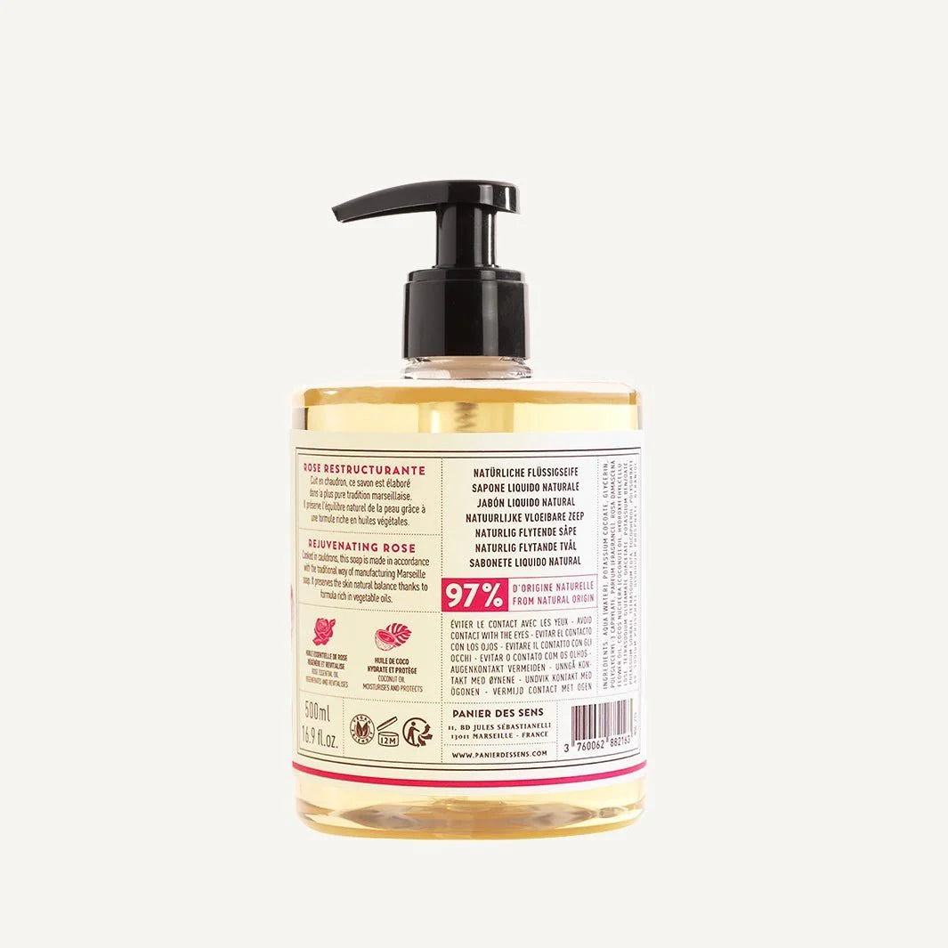 VLOEIBARE HANDZEEP REJUVENATING ROSE Zachte handzeep uit Zuid-Frankrijk met luxueuze rozengeur