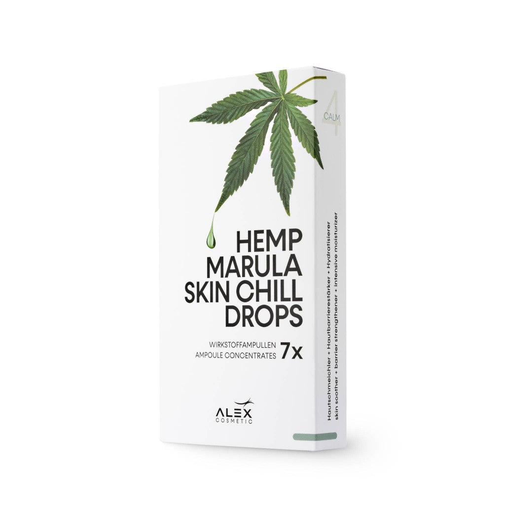 HEMP MARULA SKIN CHILL DROPS Kalmerende ampullen voor een gezonde huid met natuurlijke glow