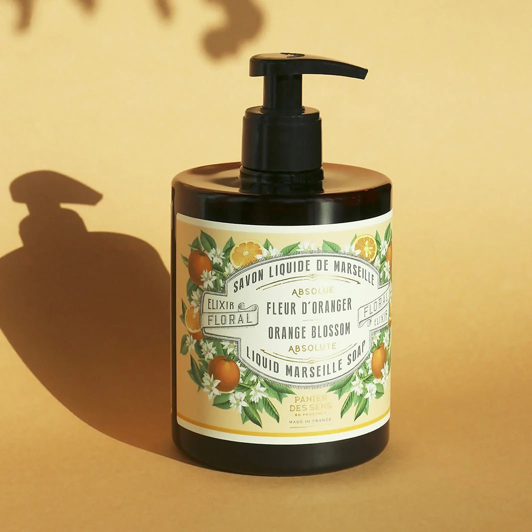 VLOEIBARE HANDZEEP ORANGE BLOSSOM Zachte handzeep uit Zuid-Frankrijk met zonnige oranjebloesemgeur