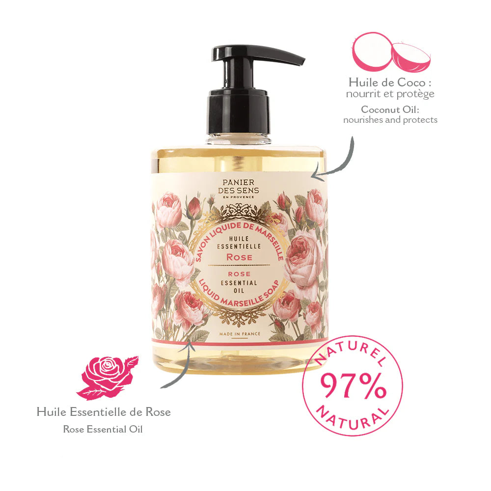 VLOEIBARE HANDZEEP REJUVENATING ROSE Zachte handzeep uit Zuid-Frankrijk met luxueuze rozengeur
