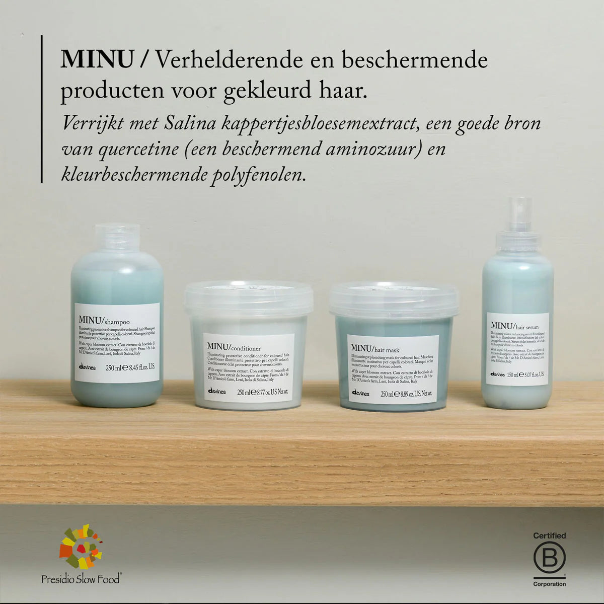 MINU SHAMPOO Verhelderende en beschermende shampoo voor gekleurd haar.